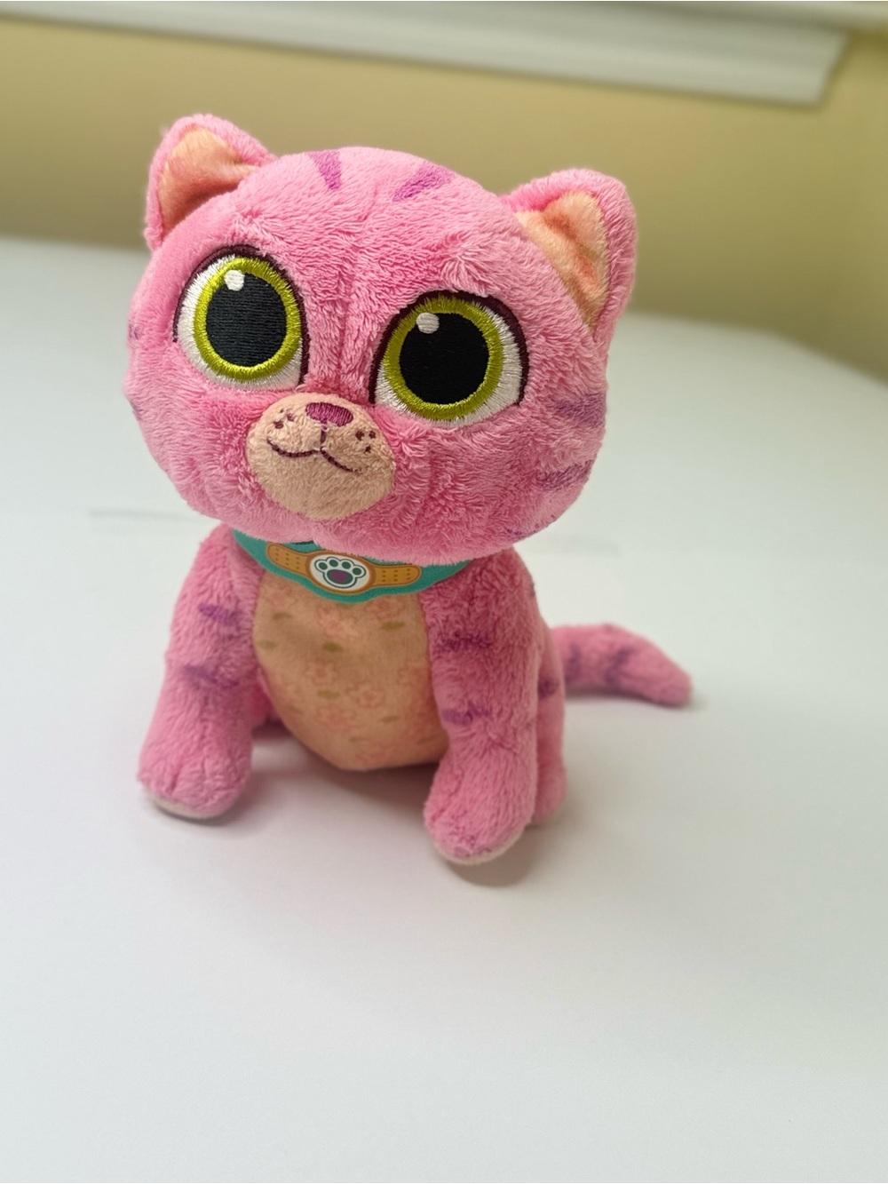 Disney Pink Plush Cat with Green-Edged Eyes